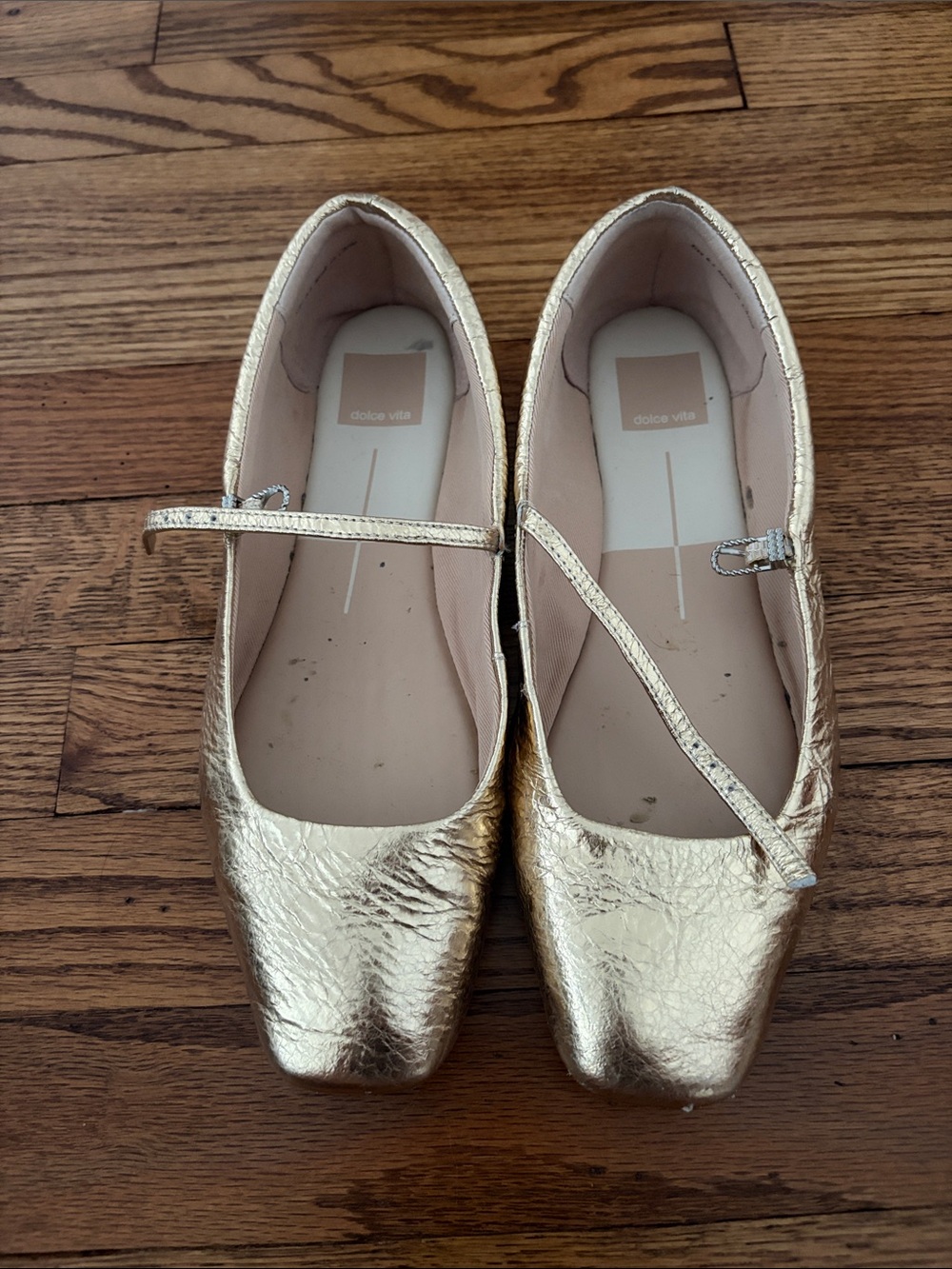 Dolce Vita Shimmery Gold Square-Toe Mary Janes